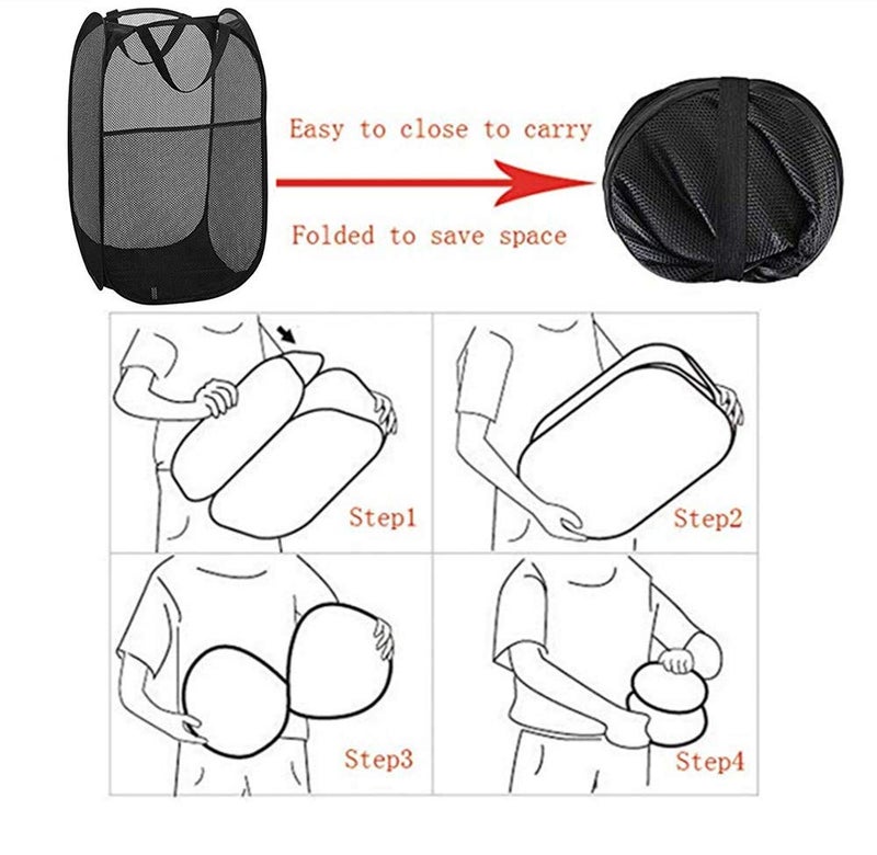 DurReus Foldable Large Pop Up Laundry Hamper with Pocket for Dirty Clothes,Sporting Goods,Baby Toys,Dorm Laundry Basket Rectangle Black - Image 3